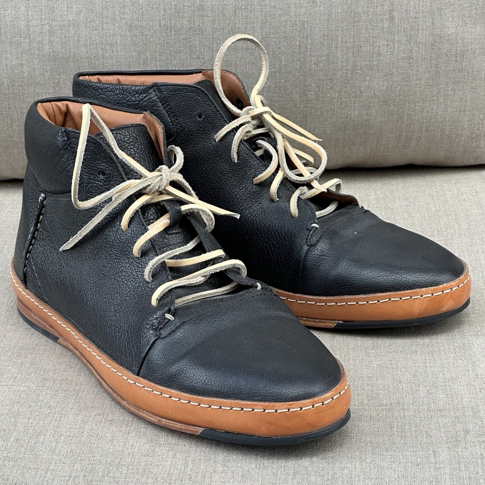 RARE J. Shoes Triffed Hand Stitched Artisian Mens 45 size 12 Leather Hybrid Hoop